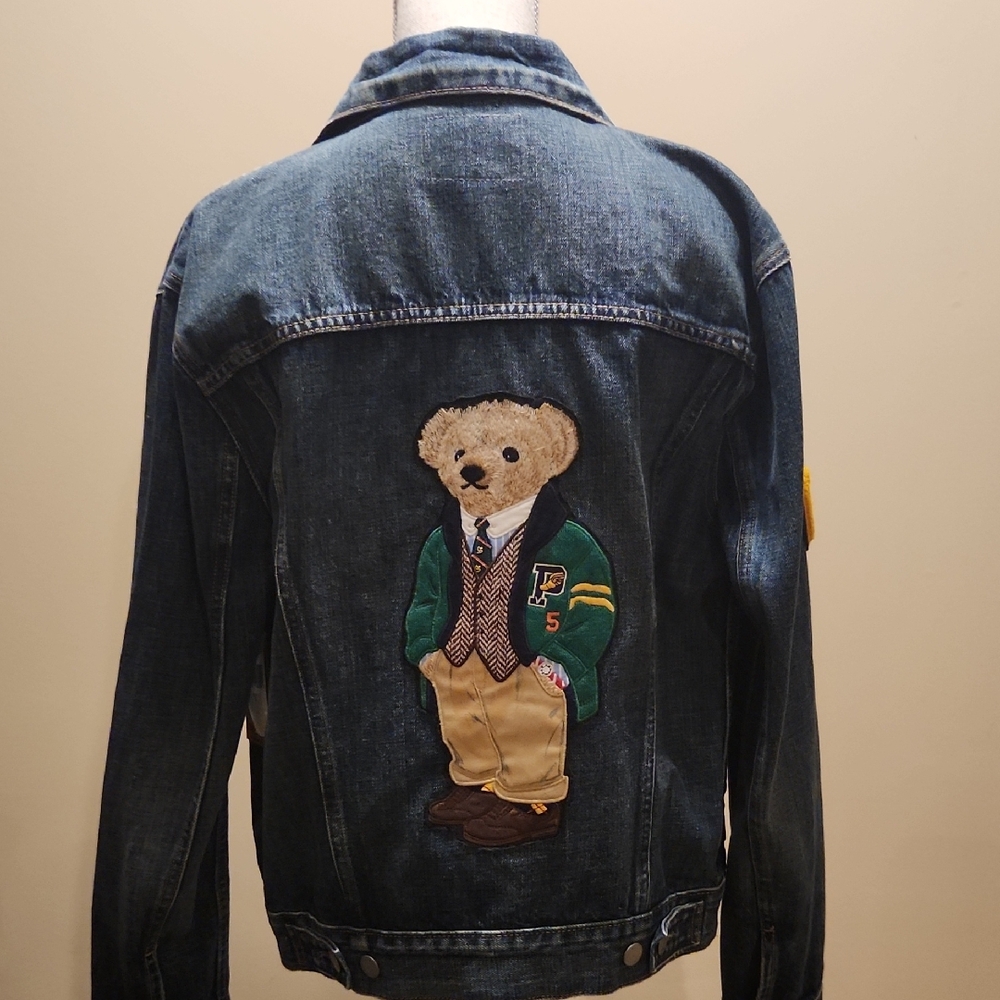 Polo Ralph Lauren Denim Jacket with Bear Embroidery Custom Sample.